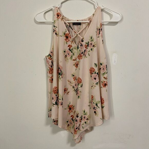 A Floral Flowy Top with Criss-Cross Detail - Picture 1 of 1